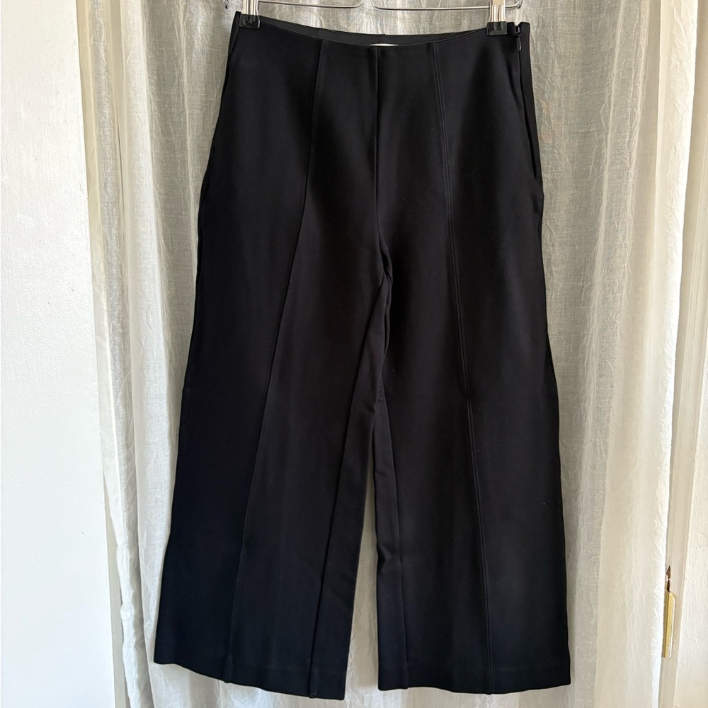 J. Crew Black Pintuck Stretch Wide-Leg Pants size 0